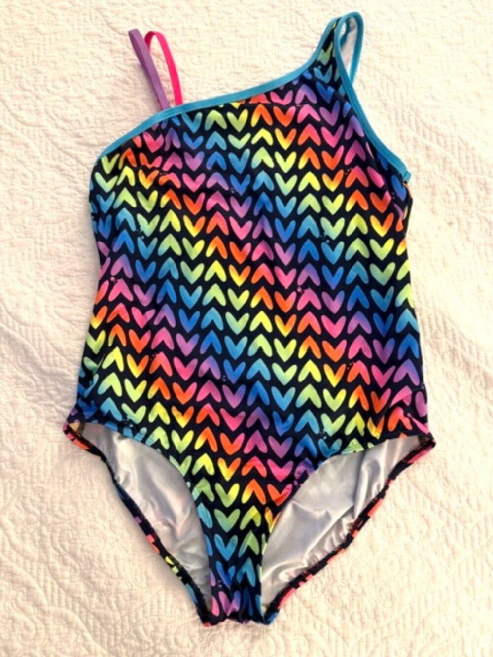 Lands' End Girls' Asymmetical One-Shoulder One-Piece Swimsuit